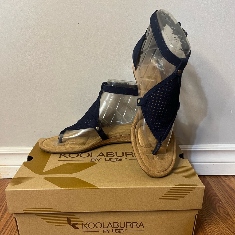 NIB Koolaburra by UGG’s Womans W Bruina 1091991Cork Wedge Sandals Insigna Blue!